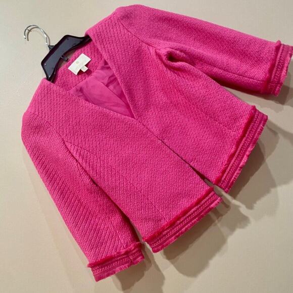 ETCETERA PORTIA JACKET TWEED FRINGE TRIM HOT PINK SZ XS SOPHISTICATED AESTHETIC - Picture 14 of 16